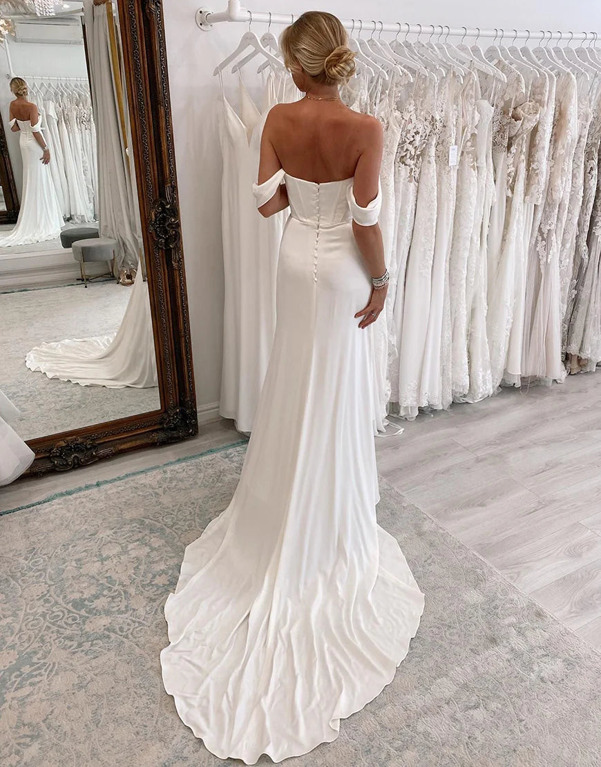 Long Boho Mermaid Wedding Dress with Slit