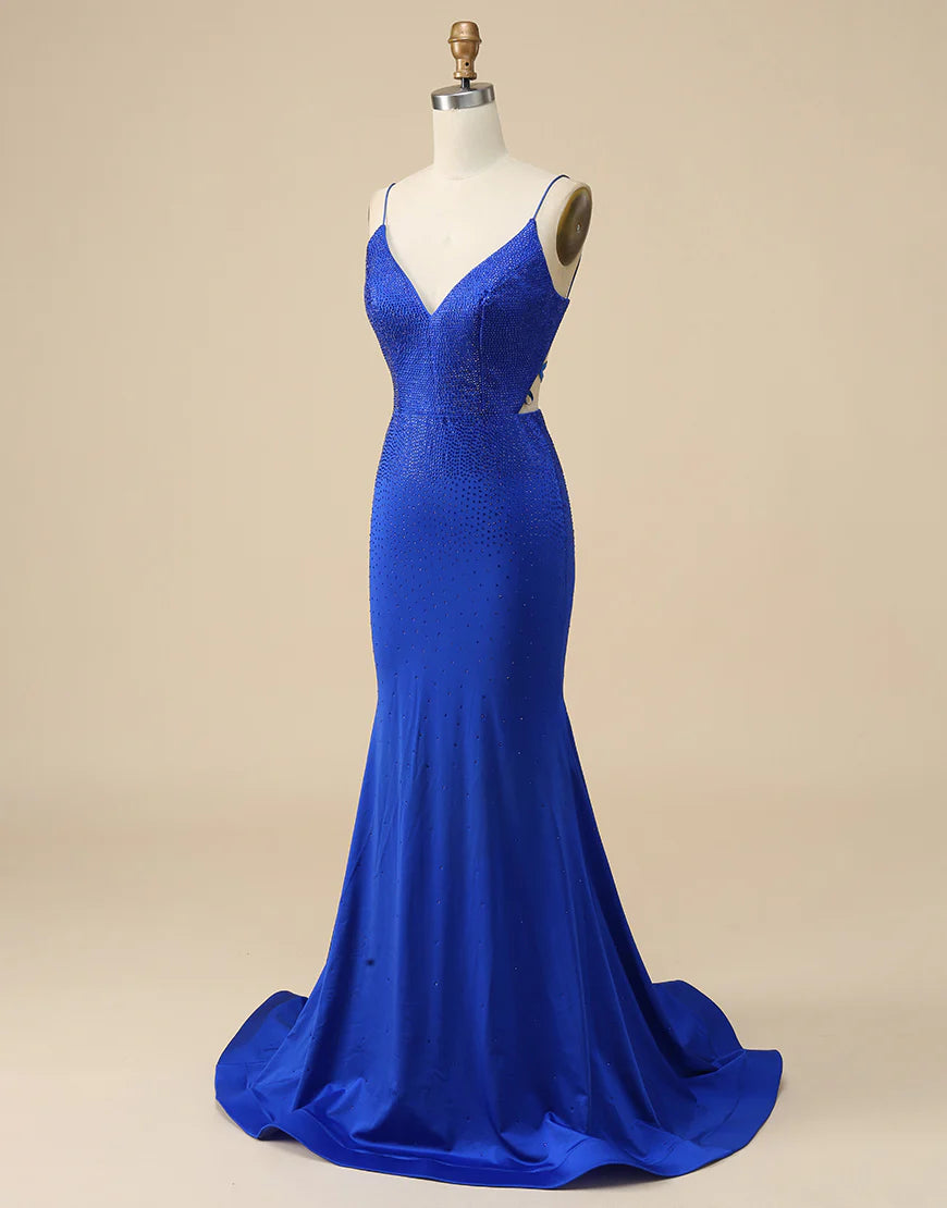 Beaded Mermaid V-neck Long Prom Dress