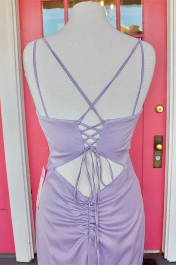 Cowl Neck Lace-Up Back Long Dress