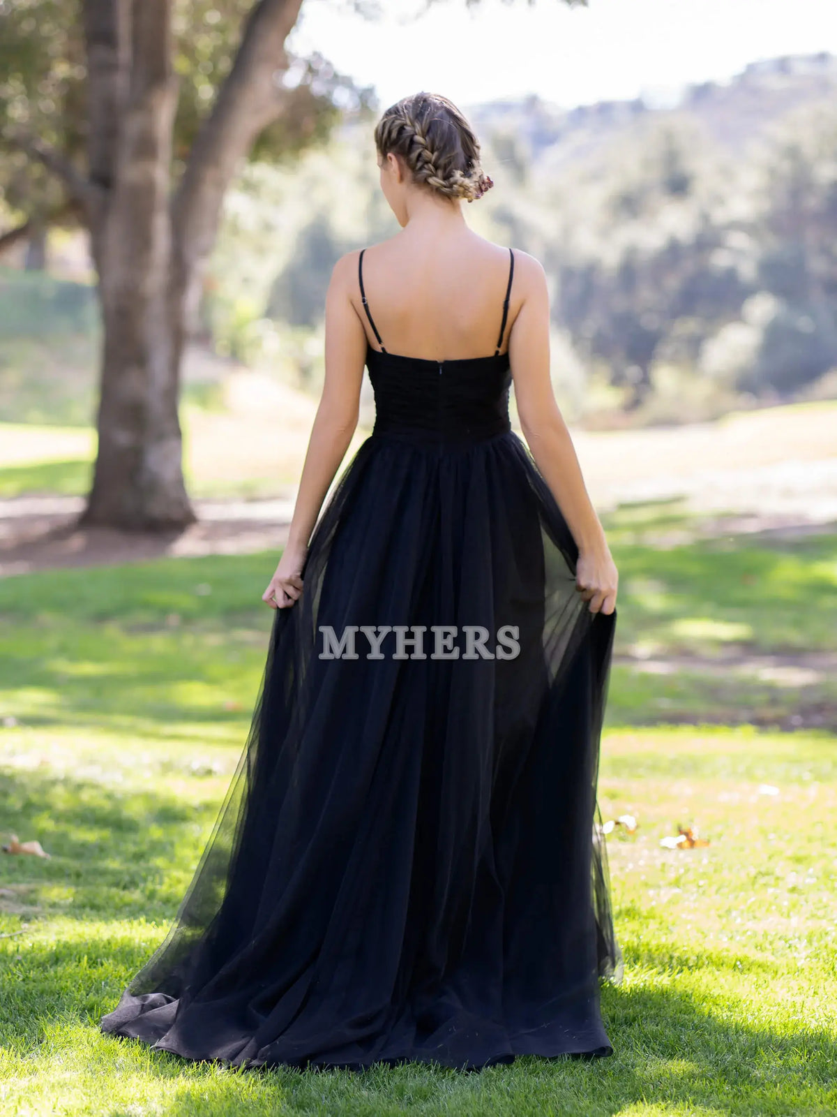 Formal Women's Dresses Wedding Guest Dresses Spaghetti Strap Deep V-neck Tulle Sweep Train Prom Dress Romantic Atmosphere Evening Dress