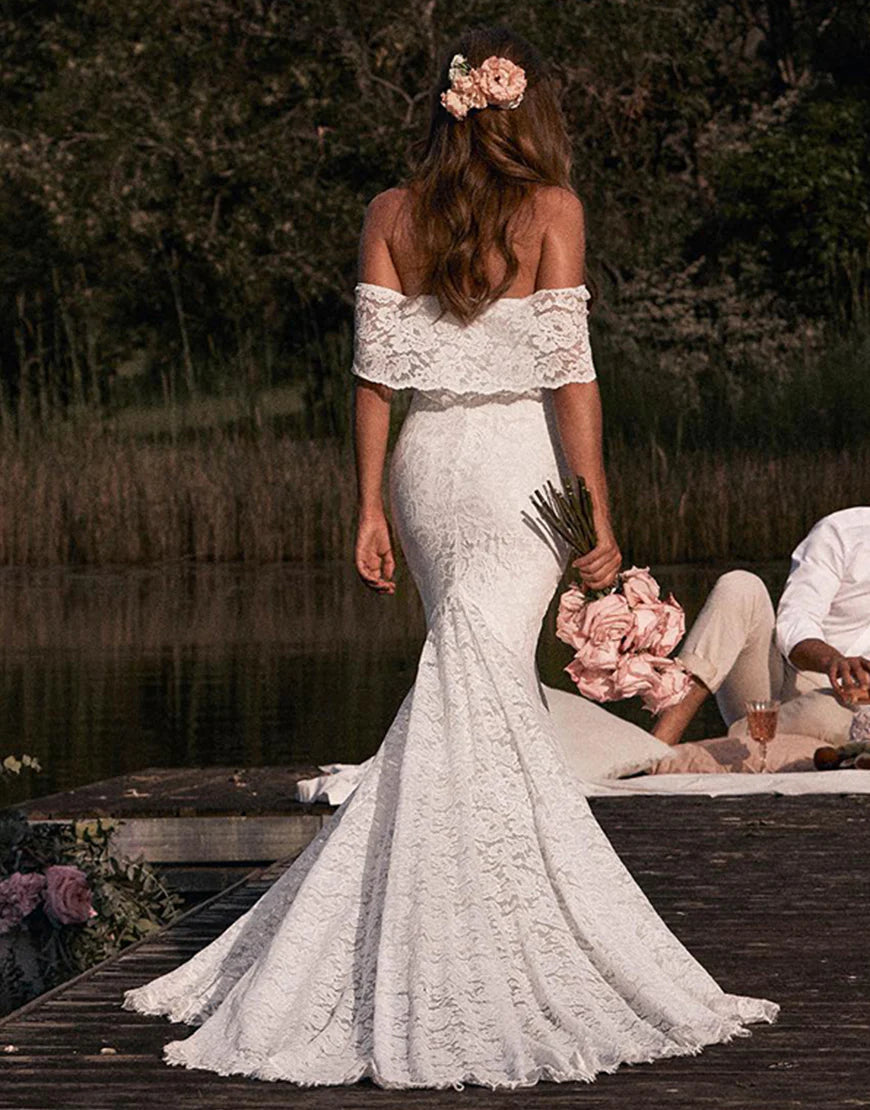 Mermaid Lace Bohemian Wedding Dress