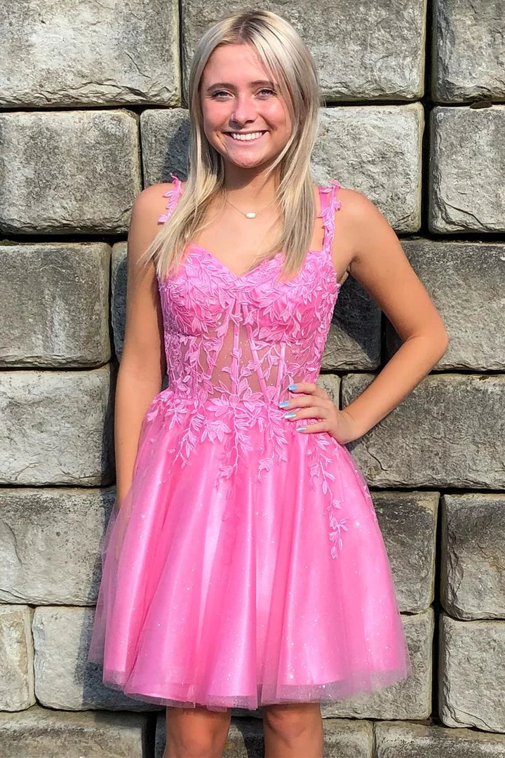 Sweetheart A-Line Short Dress with Appliques