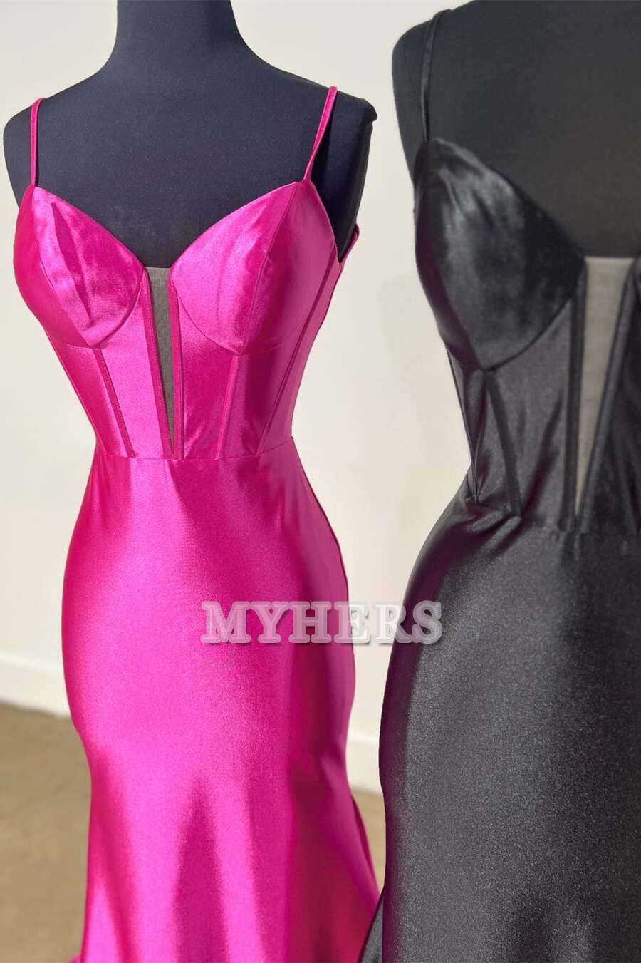 Formal Wear Dresses Sweetheart Spaghetti Strap Satin Mermaid Cultivate oneself Long Prom Dress Sweep Train Evening Dress