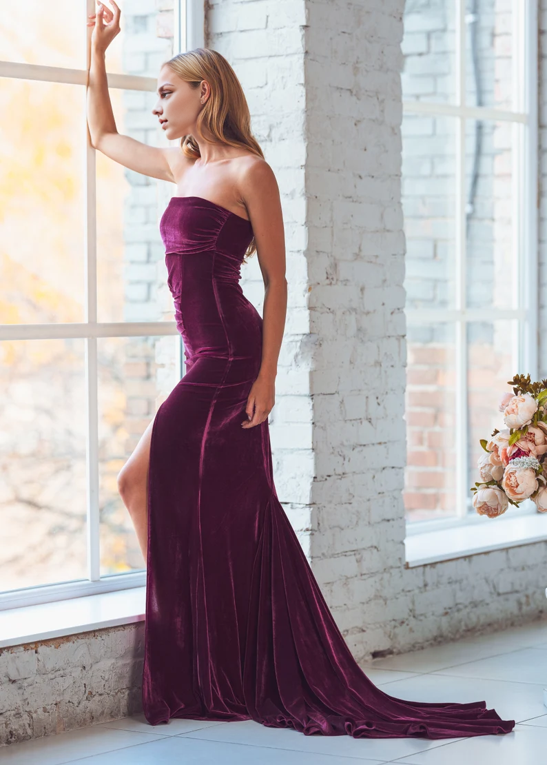 Bodycon maxi Velvet Dress Two piece set Long Sleeves Jacket Mermaid dress Formal Wear Dresses Wedding Guest Dress Evening Dress