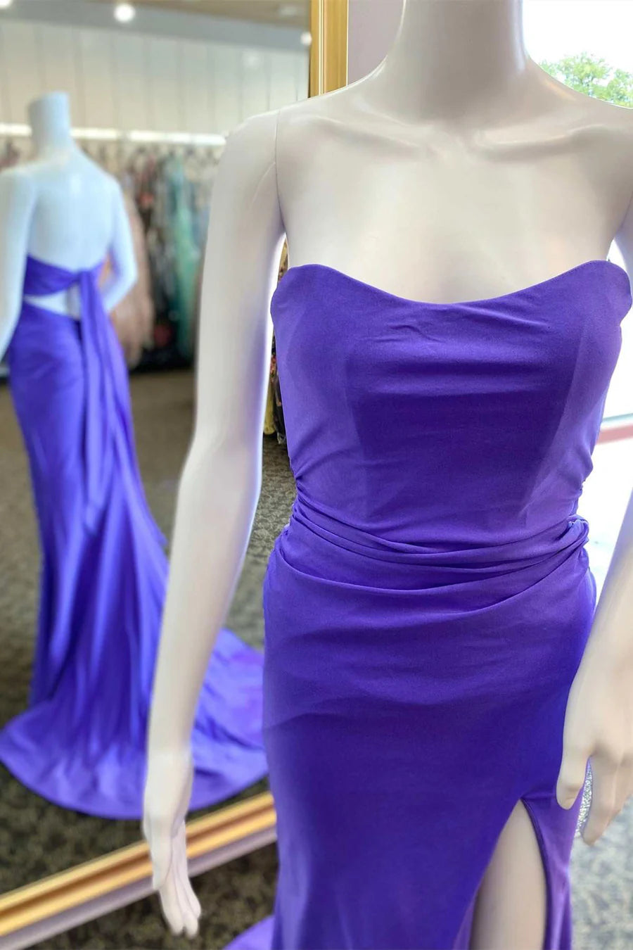 Strapless Tie-Back Mermaid Long Formal Dress with Slit