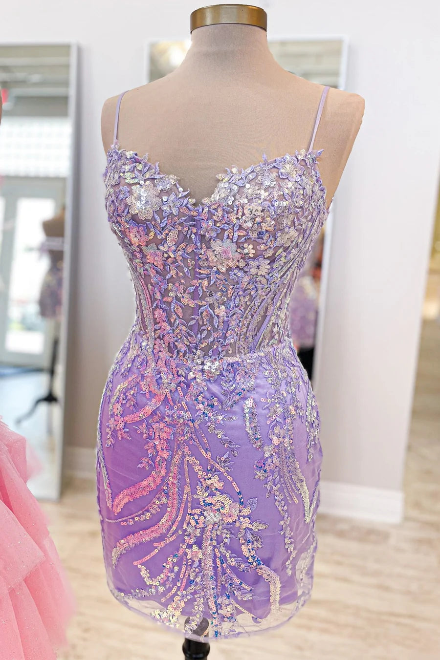 Sequin Lace Sweetheart Fitted Short Homecoming Dress