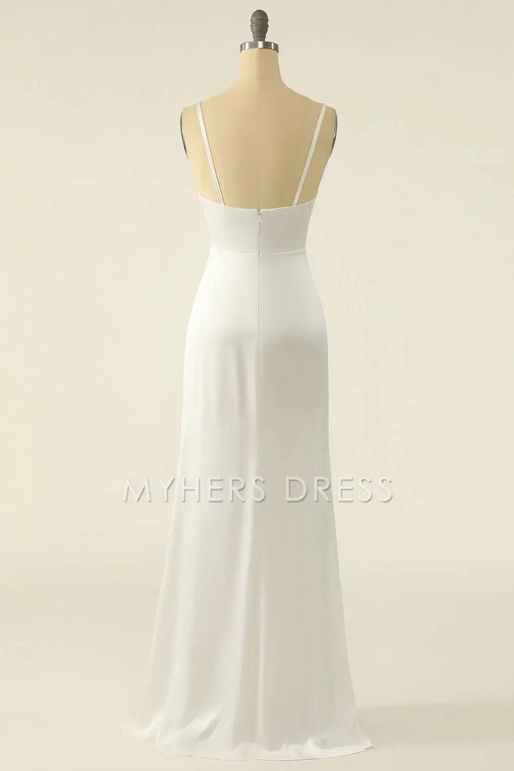 My Hers Ladies Formal Dress Elegant Sheath Spaghetti Strap Backless Simple Prom Dress