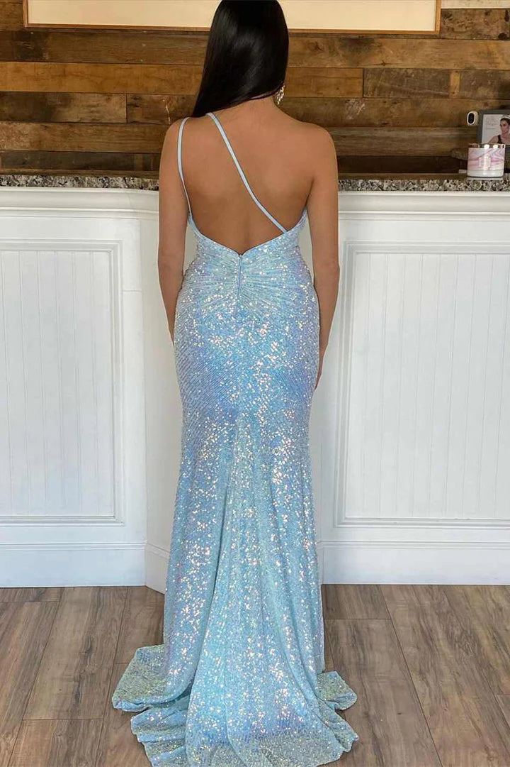 Sequin One-Shoulder Mermaid Prom Dress