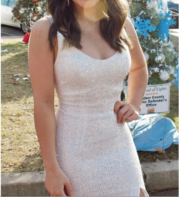 Sequin V Neck Mermaid Long Prom Dress