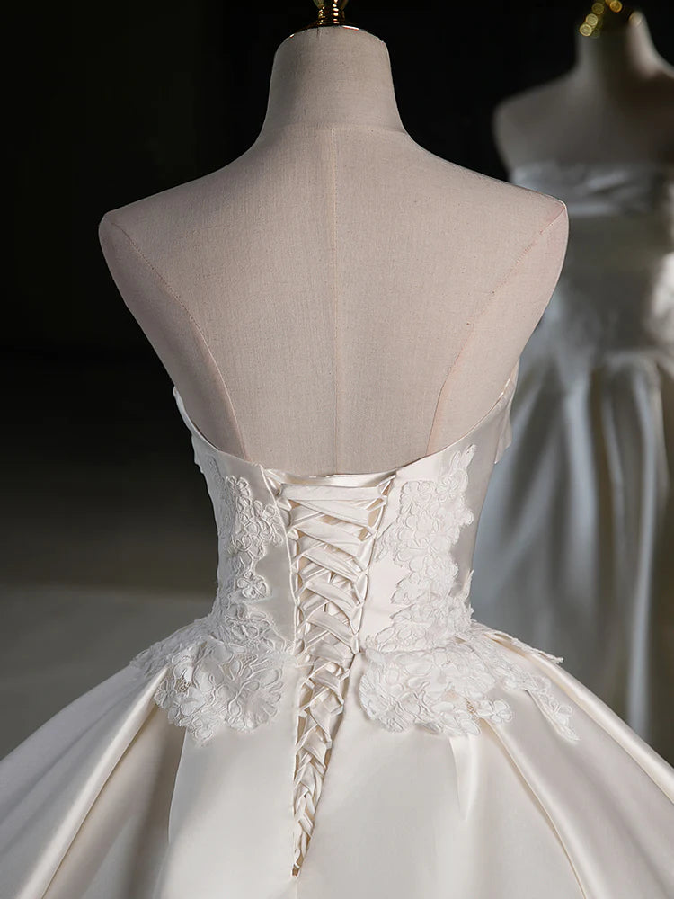 Wedding Dress A-Line Satin Lace Dignified Elegant Long Weeding Party Dress
