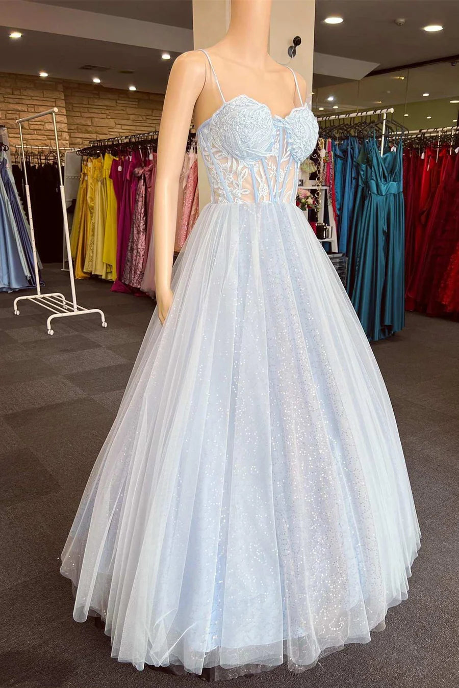 Floral Lace Sweetheart A-Line Prom Dress