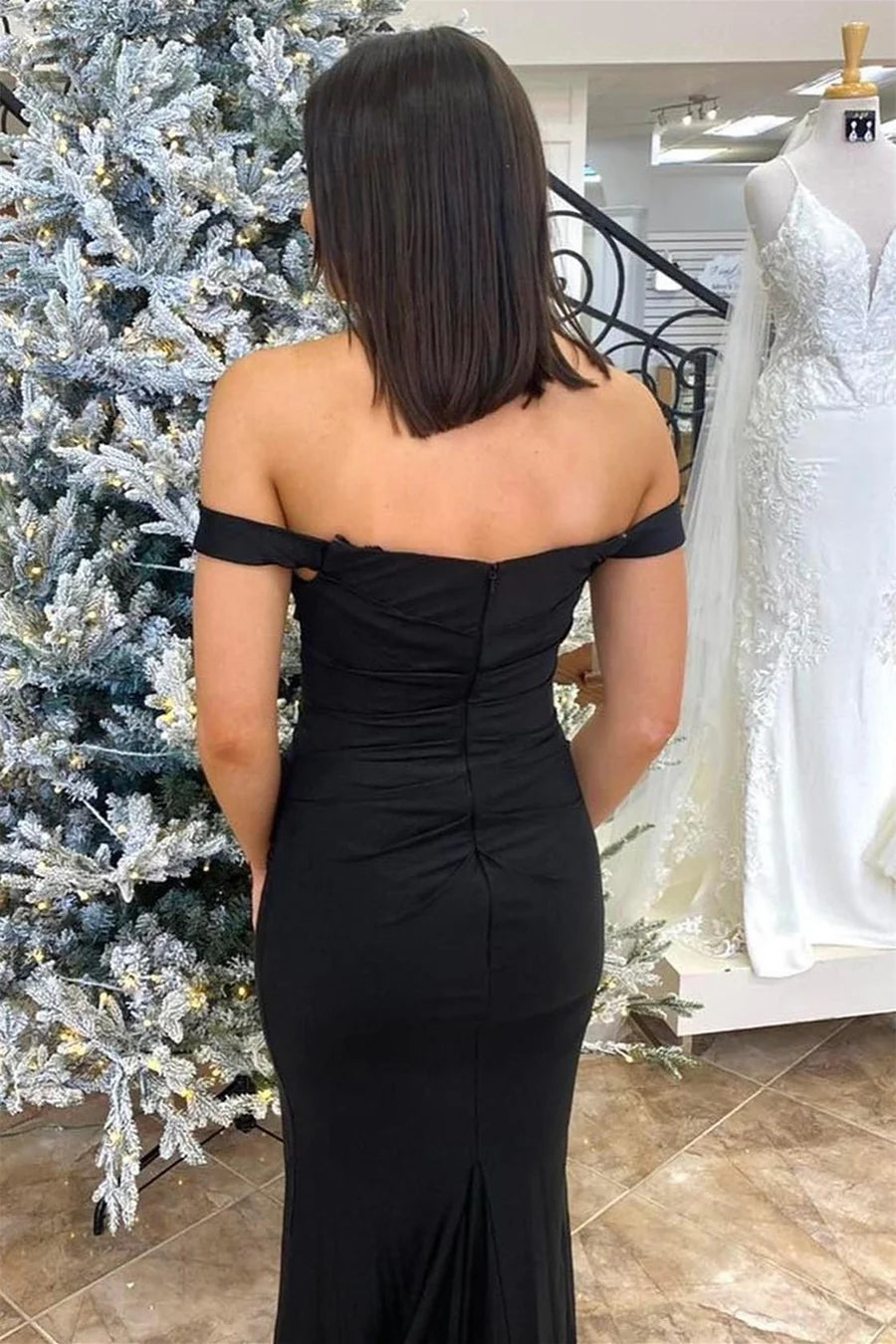Simple Mermaid Off the Shoulder Long Formal Dress