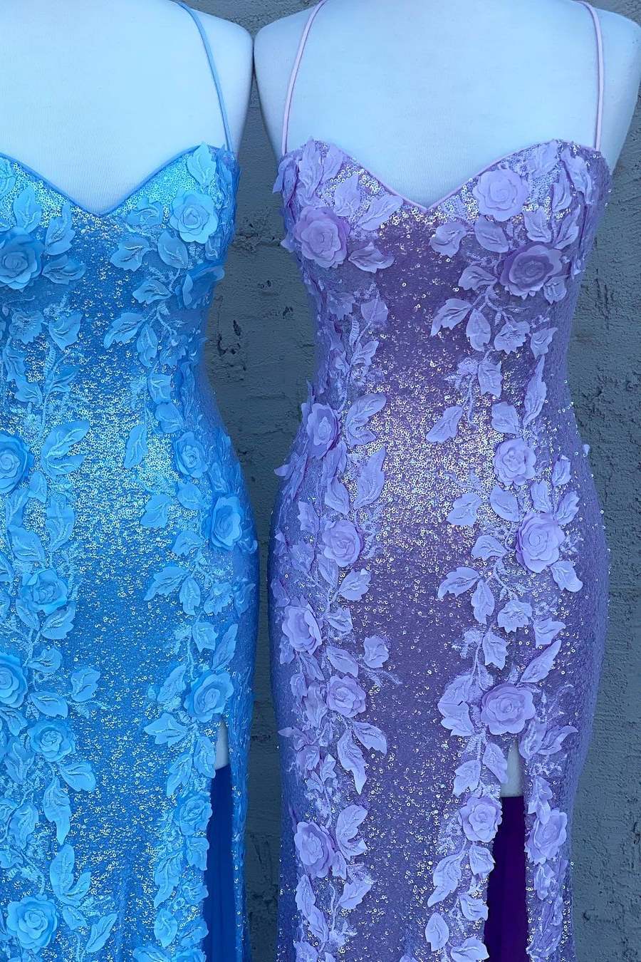 Sequins and Flower Mermaid Long Formal Dress