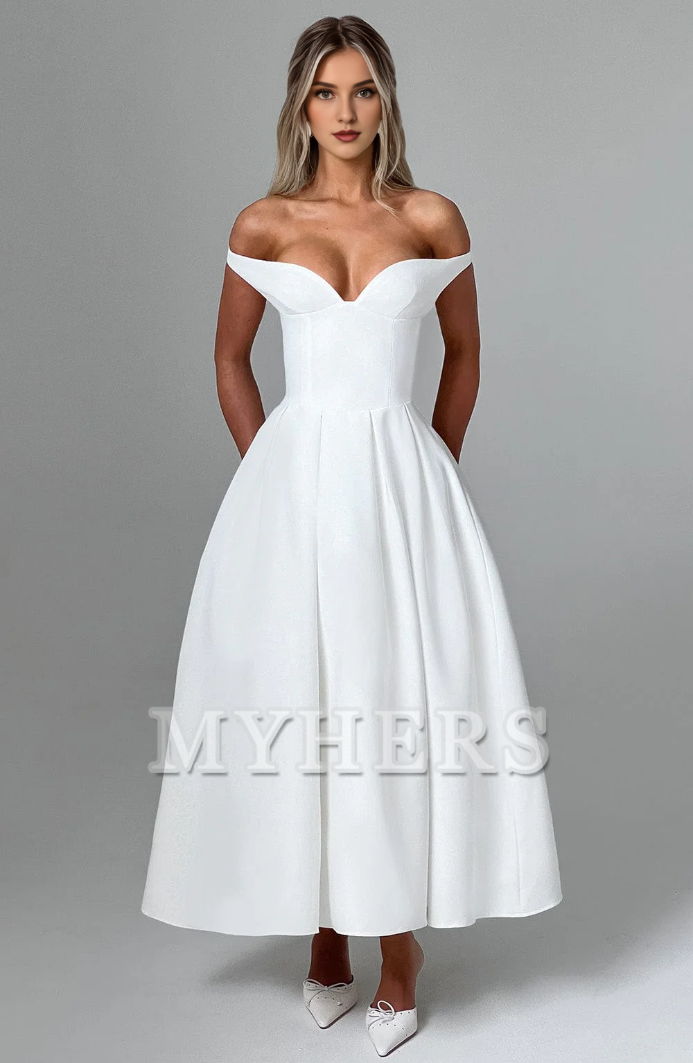 High Quality A Line Plunge Bardot Neckline Backless Elegant Simple Bridesmaid Dresses Wedding Guests Dresses
