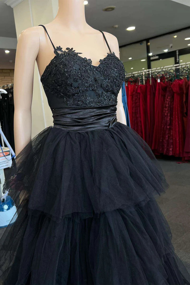 Multi-Tiered Straps A-Line Long Prom Dress