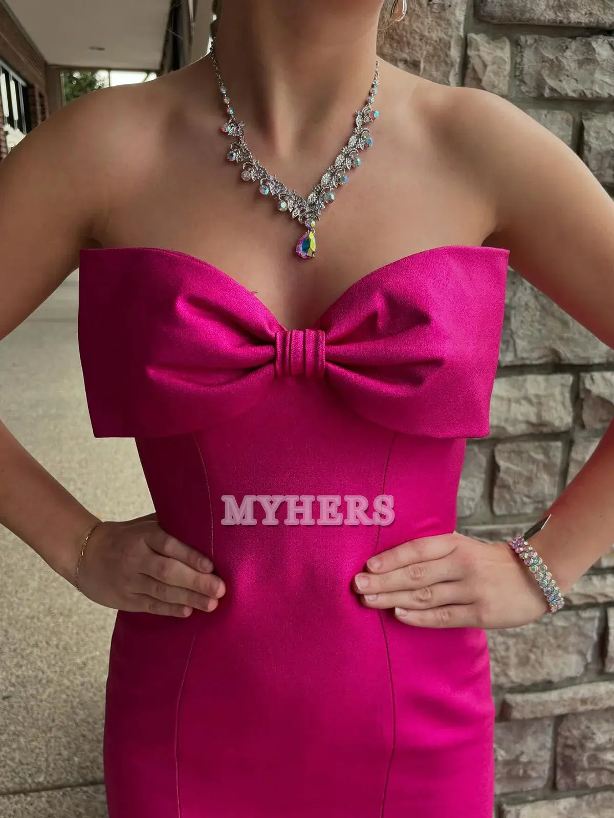 Formal Wear Dresses Wedding Guest Dresses Strapless Bow Mermaid Long Formal Dress Side Fork Elegant Temperament Evening Dress