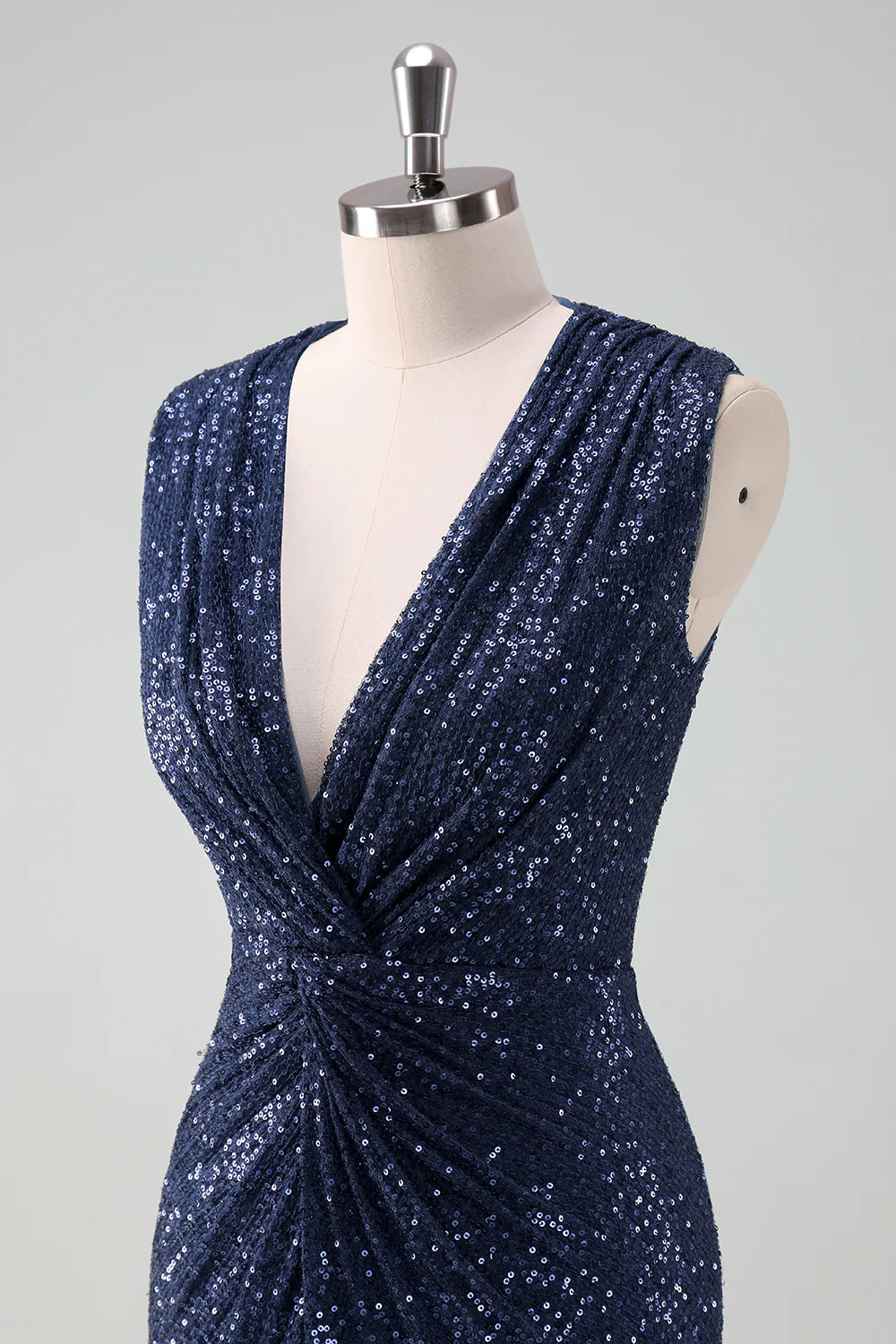 Graceful V-Neck Sleeveless Twist-Front Mother Of Bride Dress with Front Split