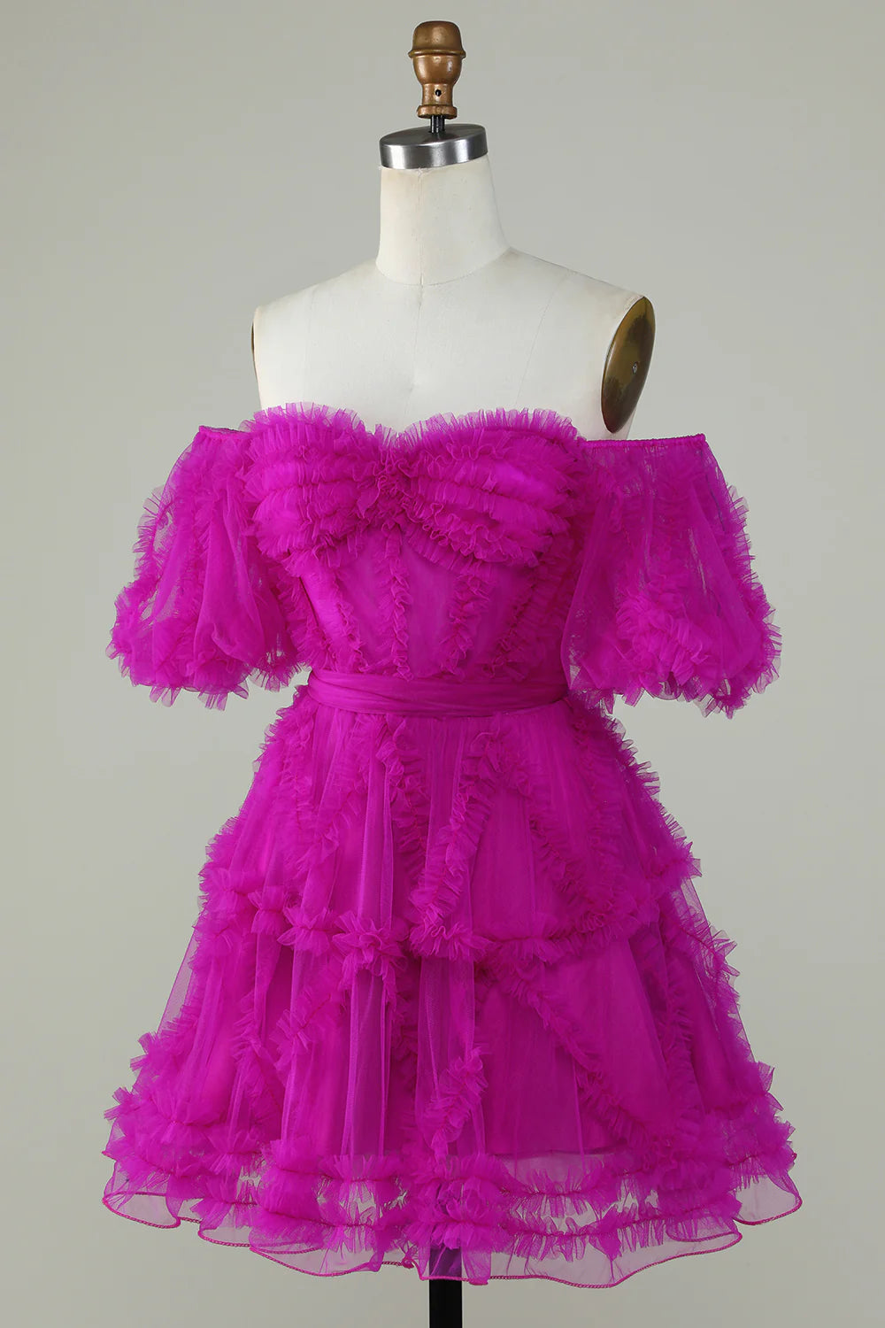 A Line Tulle Off The Shoulder Short/Mini Homecoming Dress
