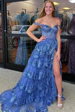 Princess Lace Tiered Stunning Prom Dress With Lace Ruffles