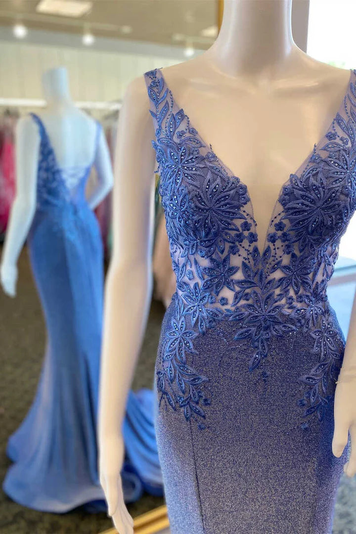 Elegant Plunge V Mermaid Long Formal Gown