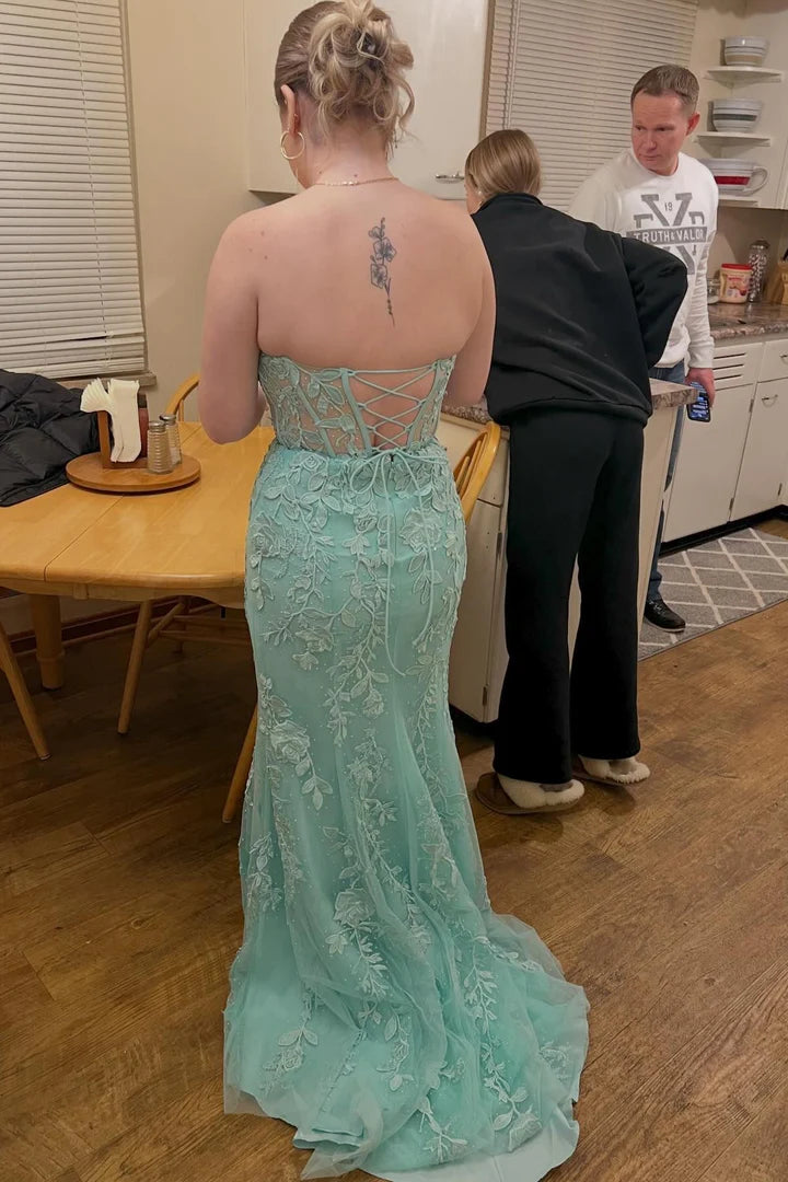 Sweetheart Lace Mermaid Long Formal Dress