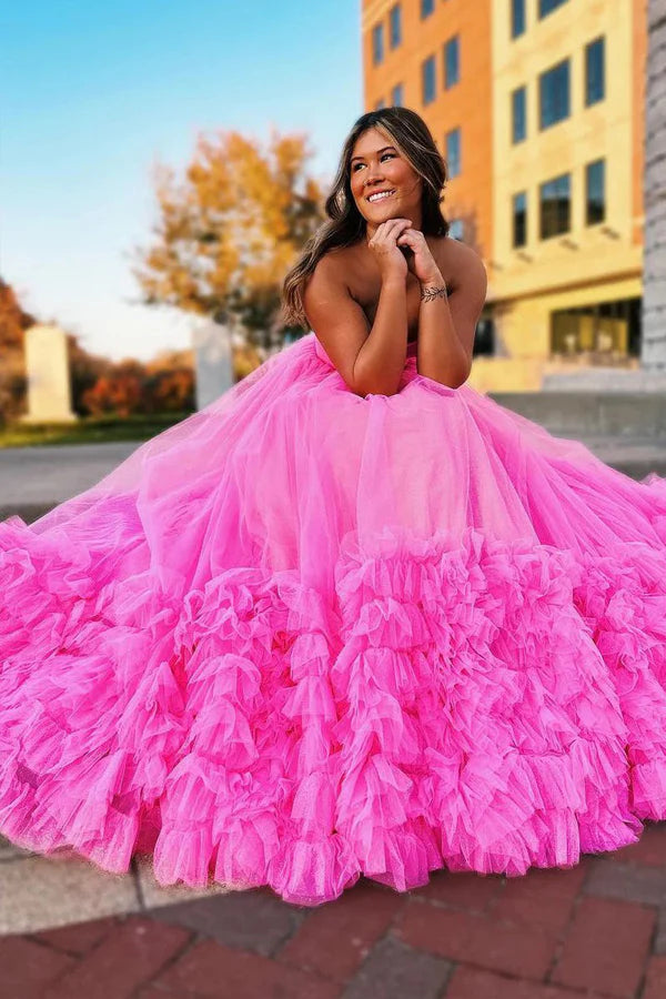 Sweetheart Tulle Long Prom Dresses Princess Dresses