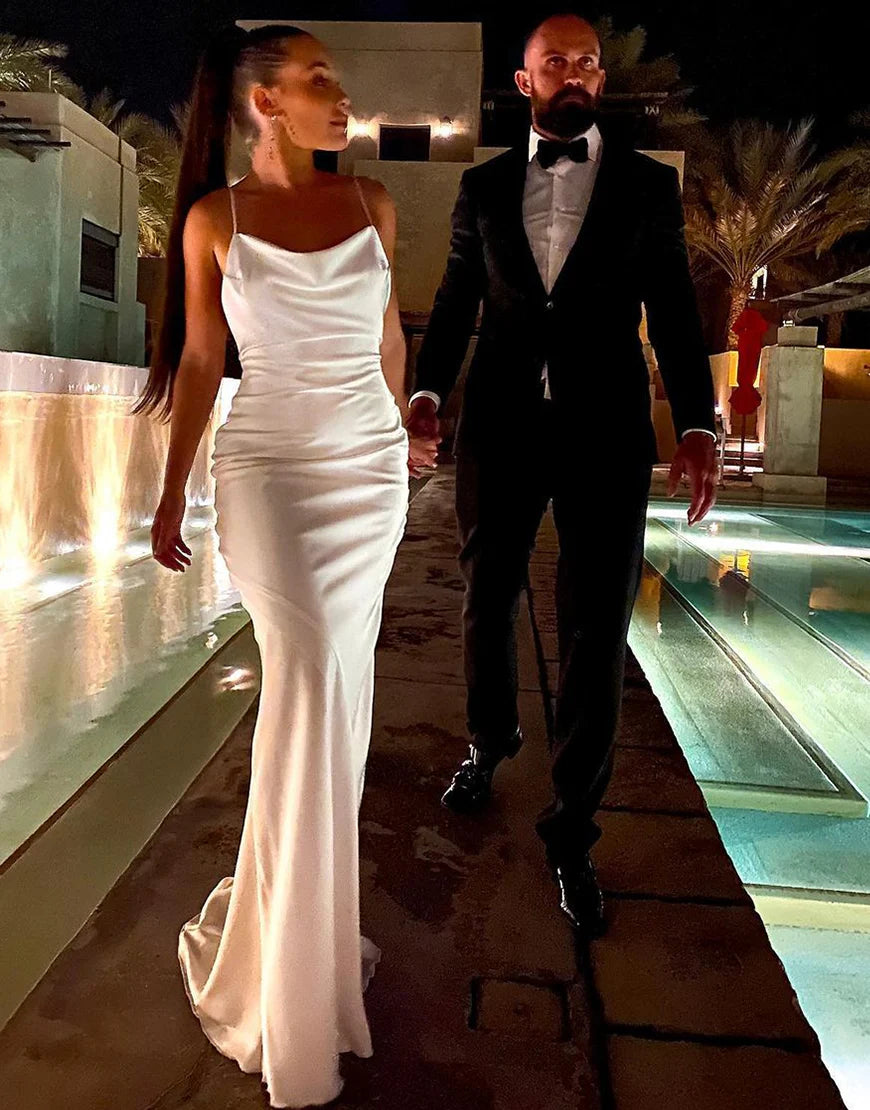Simple Cowl Neck Beach Wedding Dress