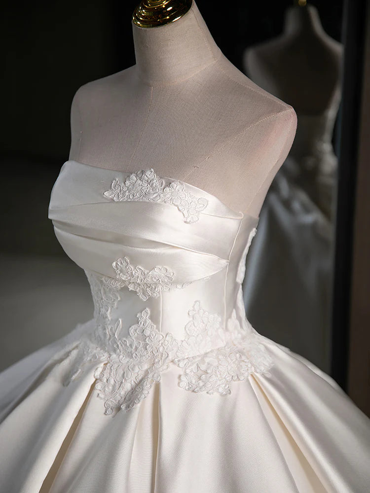 Wedding Dress A-Line Satin Lace Dignified Elegant Long Weeding Party Dress