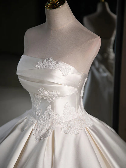 Wedding Dress A-Line Satin Lace Dignified Elegant Long Weeding Party Dress