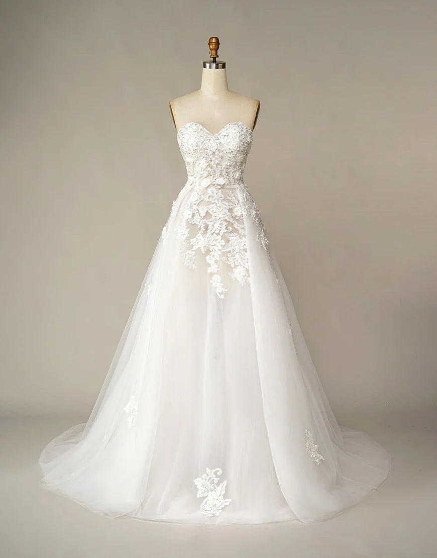 A Line Wedding Dress with Appliques