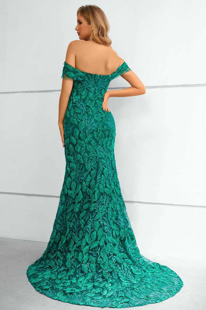 Lace Off-the-Shoulder Mermaid Long Formal Gown