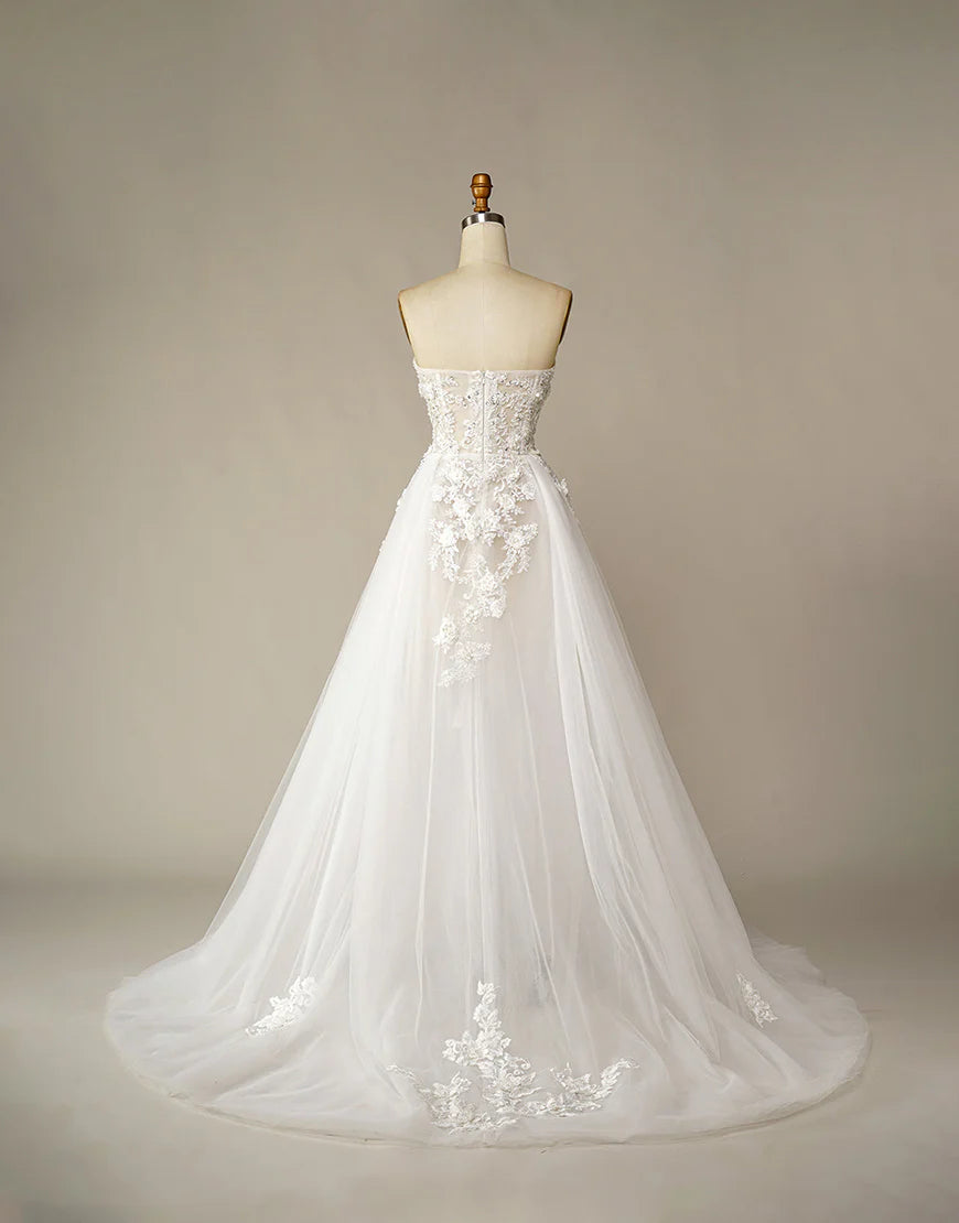 A Line Wedding Dress with Appliques