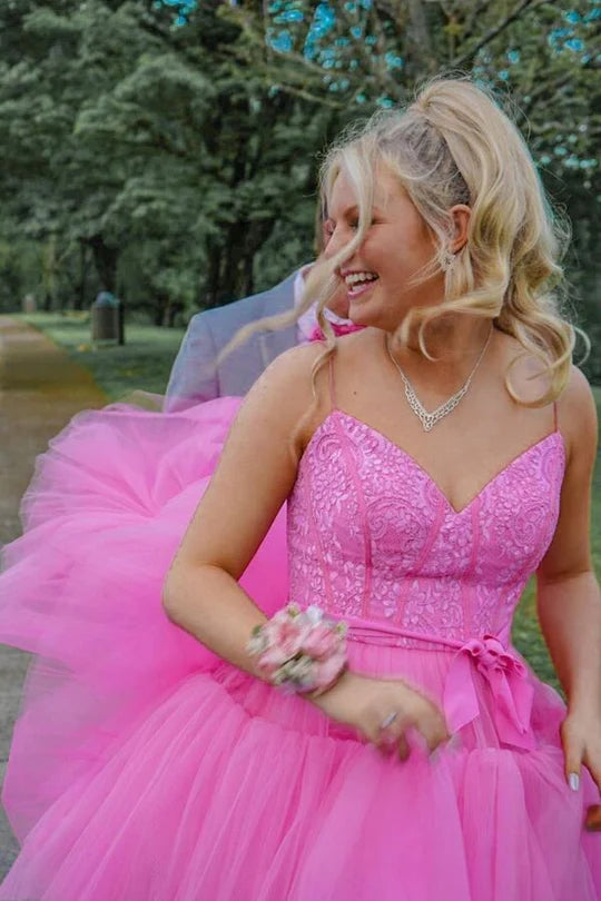 High Low  Straps Prom Dress