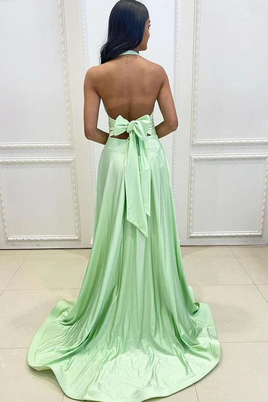 Halter Long Boho Dress with Slit