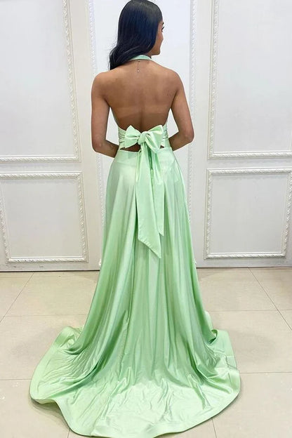 Halter Long Boho Dress with Slit