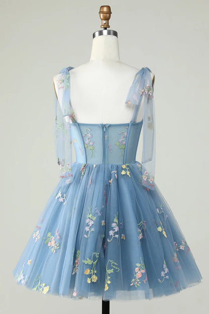 Floral Embroidery Sweetheart A-Line Short Party Dress