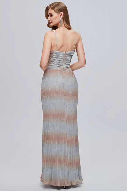 V-Neck Straps Sheath Long Formal Gown
