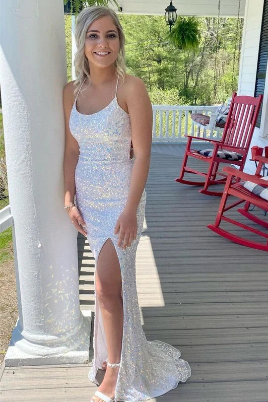 Mermaid  Sequins Long Prom Dress with Slit