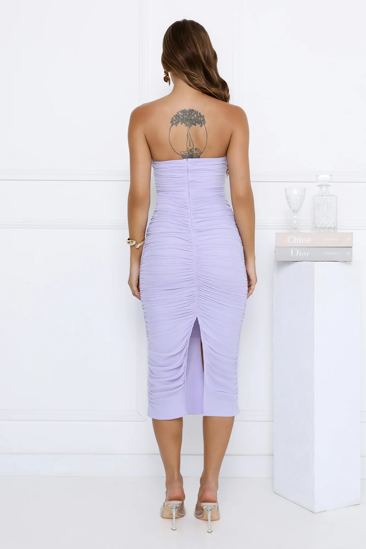 Luxury Lavender Prom Dresses with Ruched Midi Length and Strapless Sweetheart Neck