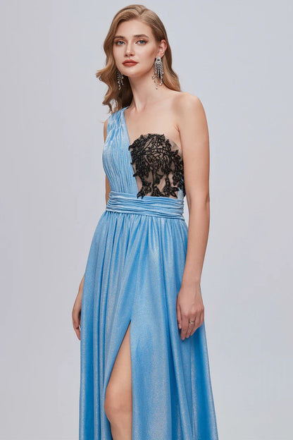 One-Shoulder Bustier A-Line Long Prom Gown