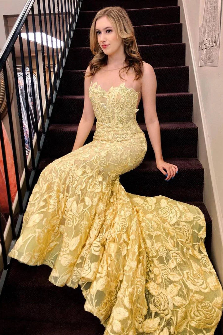 Mermaid  Lace Long Prom Dress