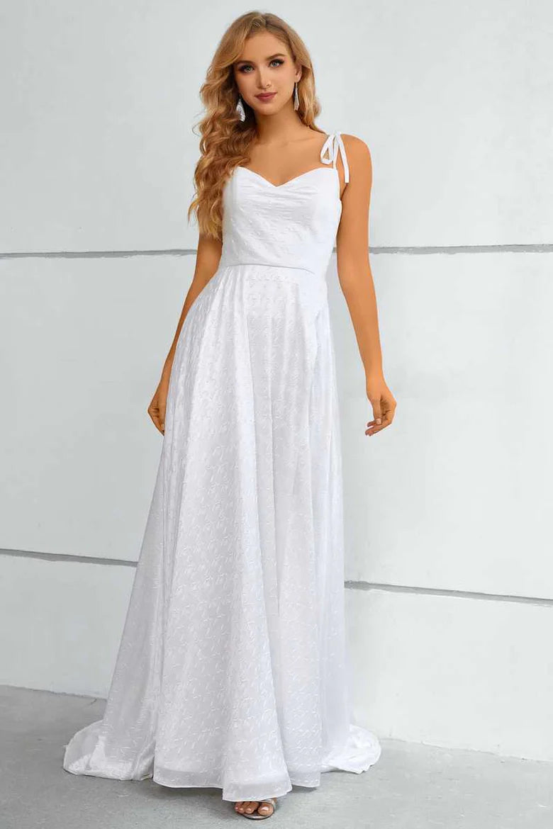Tie-Strap A-Line Prom Dress with Slit