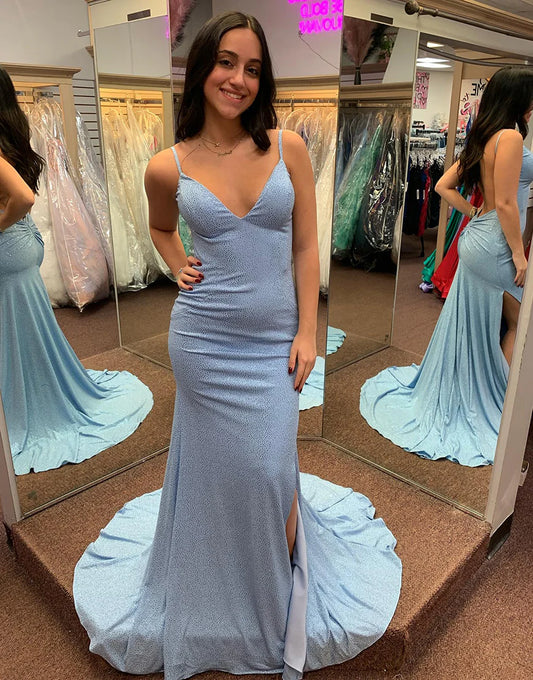 Mermaid V-Neck Spaghetti Strap Long Prom Dress