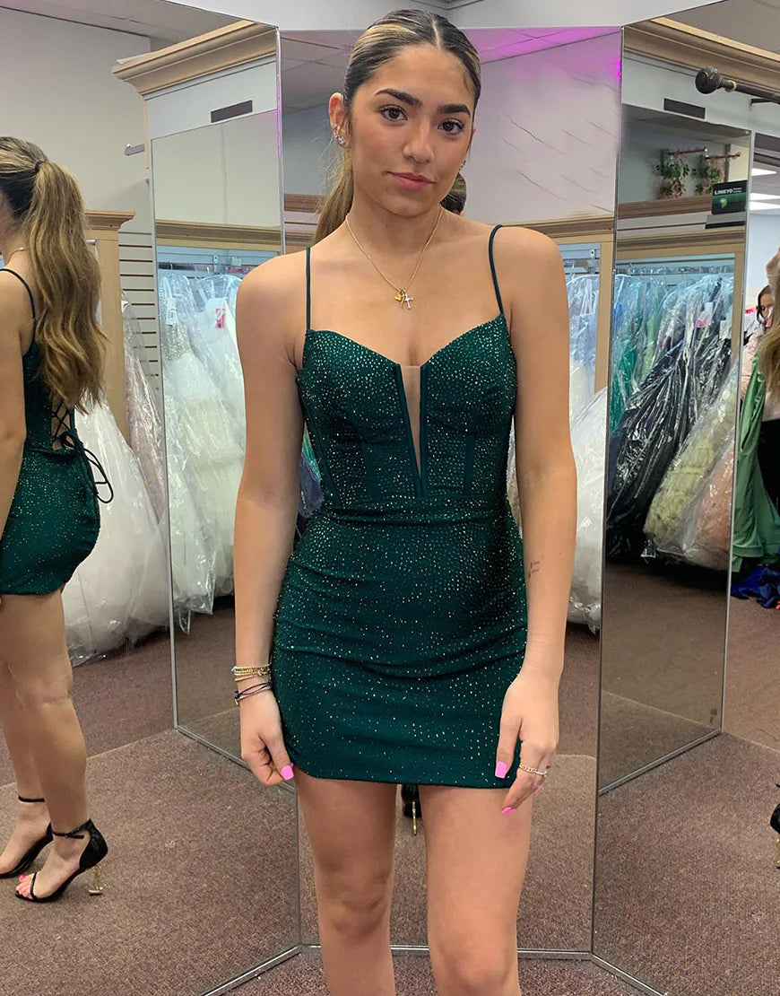 Bodycon Spaghetti Straps Short Homecoming Dress