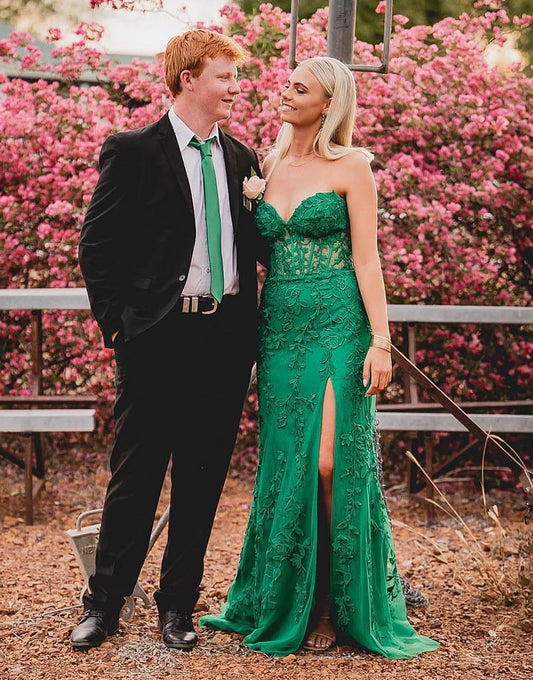 Mermaid Sweetheart Appliques Prom Dress With Slit