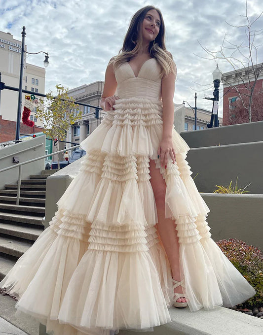 Tiered Long Tulle Princess Prom Dress
