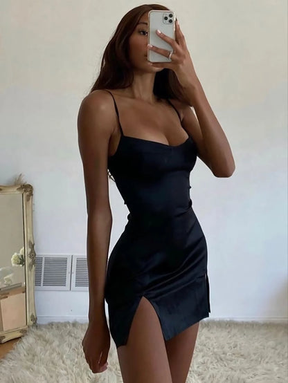 Spaghetti Straps Bodycon Homecoming Dress With Slit