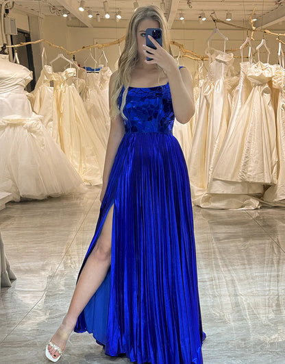 A-Line Mirror Long Prom Dress With Split