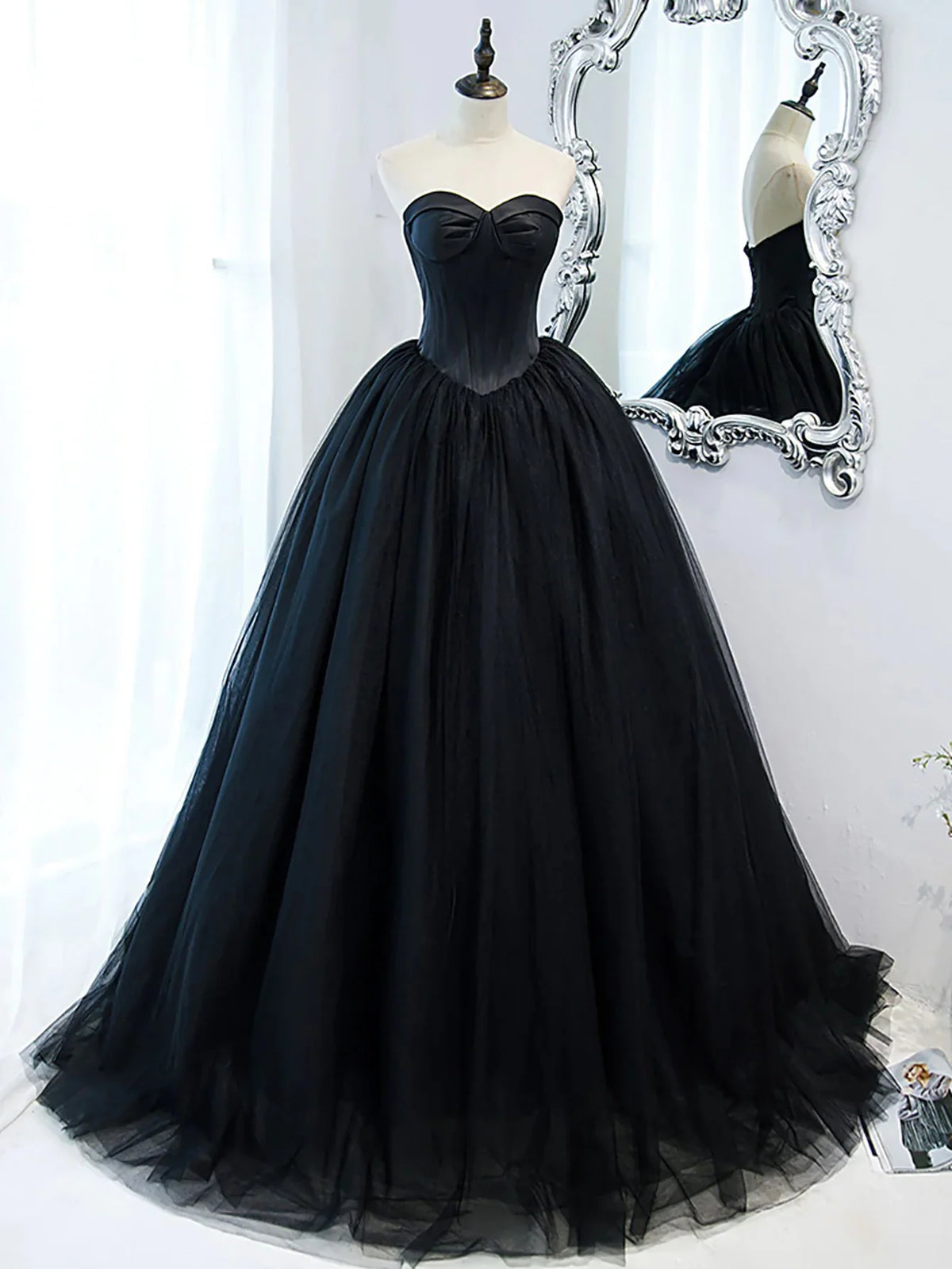 A Line Sweetheart Princess Tulle Long Prom Dress