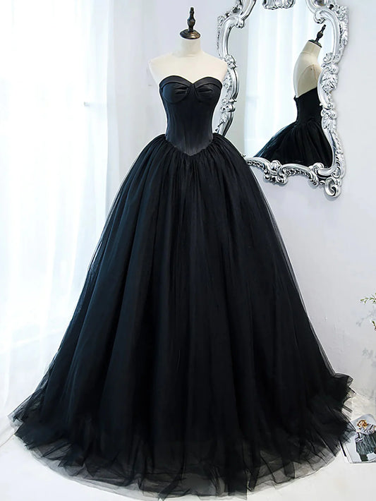 A Line Sweetheart Princess Tulle Long Prom Dress